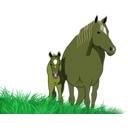 download Mare And Foal clipart image with 45 hue color