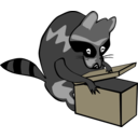 download Raccoon Opening Box clipart image with 45 hue color