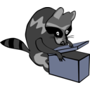 download Raccoon Opening Box clipart image with 225 hue color