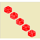 download 5 Red Dice clipart image with 0 hue color