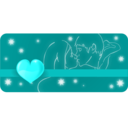 download Kissing Couple With Heart clipart image with 180 hue color