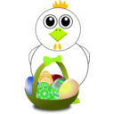 download Funny Chicken With A Basket Full Of Easter Eggs clipart image with 45 hue color