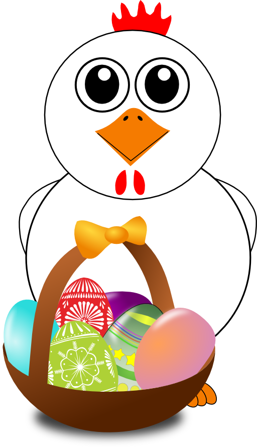 Funny Chicken With A Basket Full Of Easter Eggs Clipart I2clipart