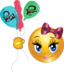 Girl Balloons Feast Smiley Emoticon