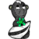 download Skunk With A Flower clipart image with 90 hue color