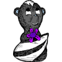 download Skunk With A Flower clipart image with 225 hue color