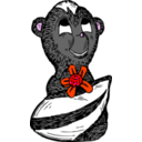 download Skunk With A Flower clipart image with 315 hue color