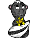download Skunk With A Flower clipart image with 0 hue color