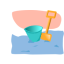 download Bucket And Spade clipart image with 180 hue color