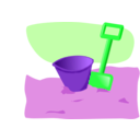 download Bucket And Spade clipart image with 270 hue color