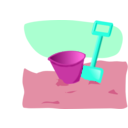 download Bucket And Spade clipart image with 315 hue color