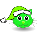 download Funny Kitty Face With Santa Claus Hat clipart image with 90 hue color