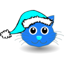 download Funny Kitty Face With Santa Claus Hat clipart image with 180 hue color