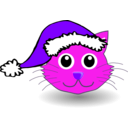 download Funny Kitty Face With Santa Claus Hat clipart image with 270 hue color