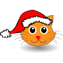 download Funny Kitty Face With Santa Claus Hat clipart image with 0 hue color