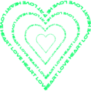 download A Heart Done By Words Outline clipart image with 135 hue color