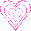 download A Heart Done By Words Outline clipart image with 315 hue color