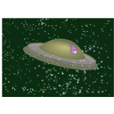 download Flying Saucer With Alien clipart image with 225 hue color