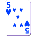 download White Deck 5 Of Hearts clipart image with 225 hue color