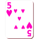 download White Deck 5 Of Hearts clipart image with 315 hue color
