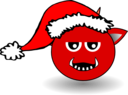 Little Red Devil Head Cartoon With Santa Claus Hat