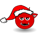 download Little Red Devil Head Cartoon With Santa Claus Hat clipart image with 0 hue color
