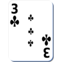 download White Deck 3 Of Clubs clipart image with 180 hue color