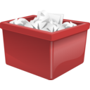 download Red Plastic Box Filled With Paper clipart image with 0 hue color