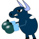 download Fighting Cow clipart image with 180 hue color