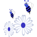 download Bees Flowers clipart image with 180 hue color
