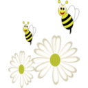 download Bees Flowers clipart image with 0 hue color