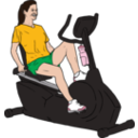 download Woman On Exercise Bike clipart image with 0 hue color