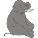 download Sitting Elephant clipart image with 180 hue color