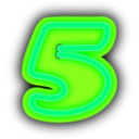 download Neon Numerals 5 clipart image with 90 hue color