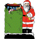 download Santa And His Bag clipart image with 0 hue color
