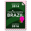 download Brazil 2014 2016 Postage Stamp clipart image with 270 hue color