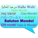 download Saluton Mondo clipart image with 135 hue color