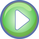 Play Button Green With Blue Border