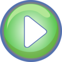 download Play Button Green With Blue Border clipart image with 0 hue color