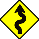 download Caution Winding Road clipart image with 0 hue color