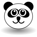 download Funny Panda Face Black And White clipart image with 90 hue color