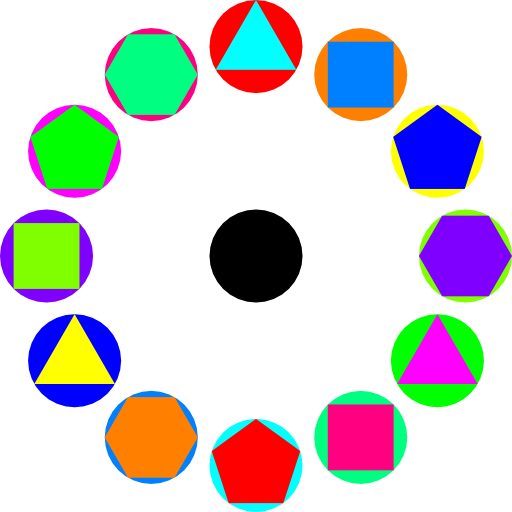 4 Polygons In Circles Rainbow