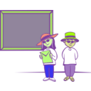 download Kids In Front Of A Blackboard clipart image with 45 hue color