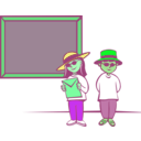 download Kids In Front Of A Blackboard clipart image with 90 hue color