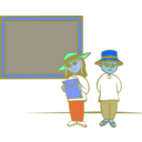 download Kids In Front Of A Blackboard clipart image with 180 hue color