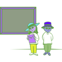 download Kids In Front Of A Blackboard clipart image with 225 hue color