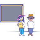 download Kids In Front Of A Blackboard clipart image with 0 hue color