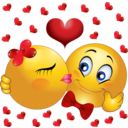 download Lovers Kissing Smiley Emoticon clipart image with 0 hue color