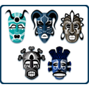 download Tribal Masks clipart image with 180 hue color