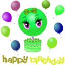 download Girl Birthday Smiley Emoticon clipart image with 90 hue color